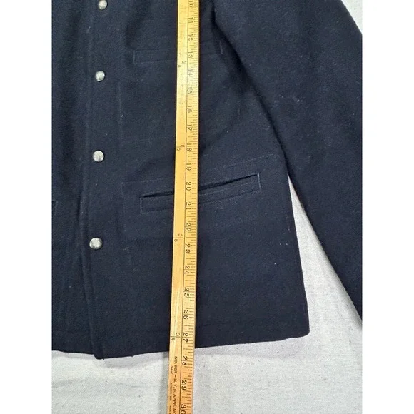 WALLACE‎ BARNES Men's Small Wool Navy Blue Metal Snap Jacket Quilt Liner J. Crew - Picture 3 of 8